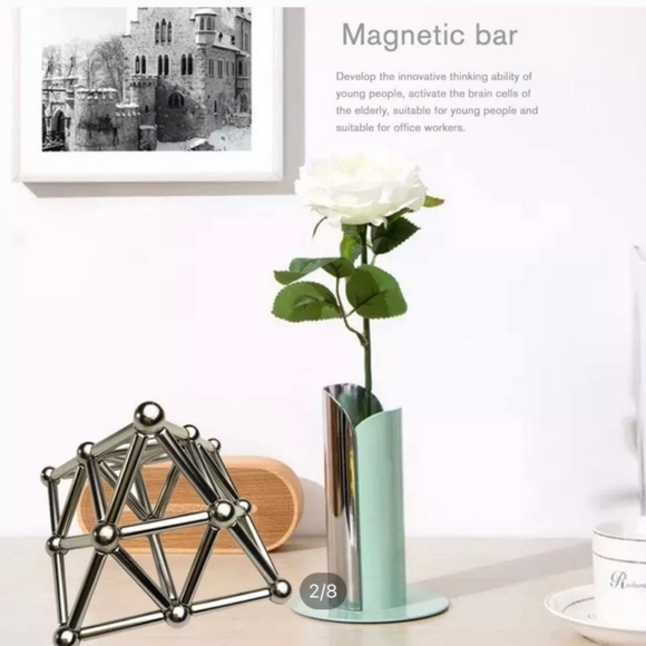 Magnetic Rods & Balls Puzzle Set in Tin can NEW - Picture 4 of 8